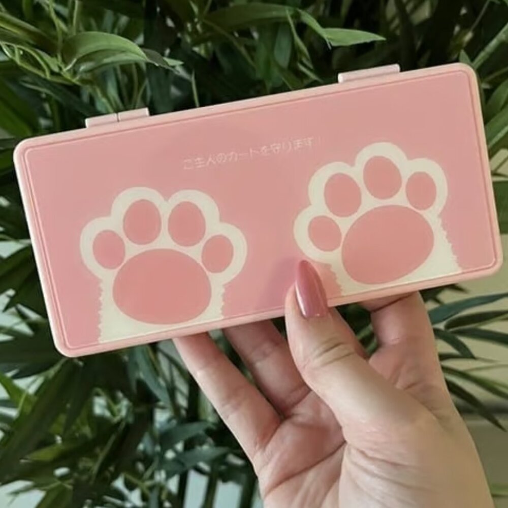 Cute Pink Game Card Case for Nintendo Switch Games with 2 Micro SD Slots